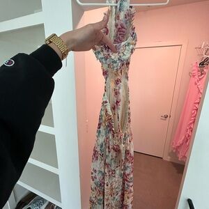 Floral maxi halter backless dress. New never worn.